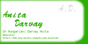 anita darvay business card